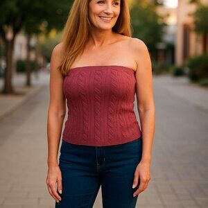 NWT: Rue21 Knitted Maroon Stretch Tube top - Size L